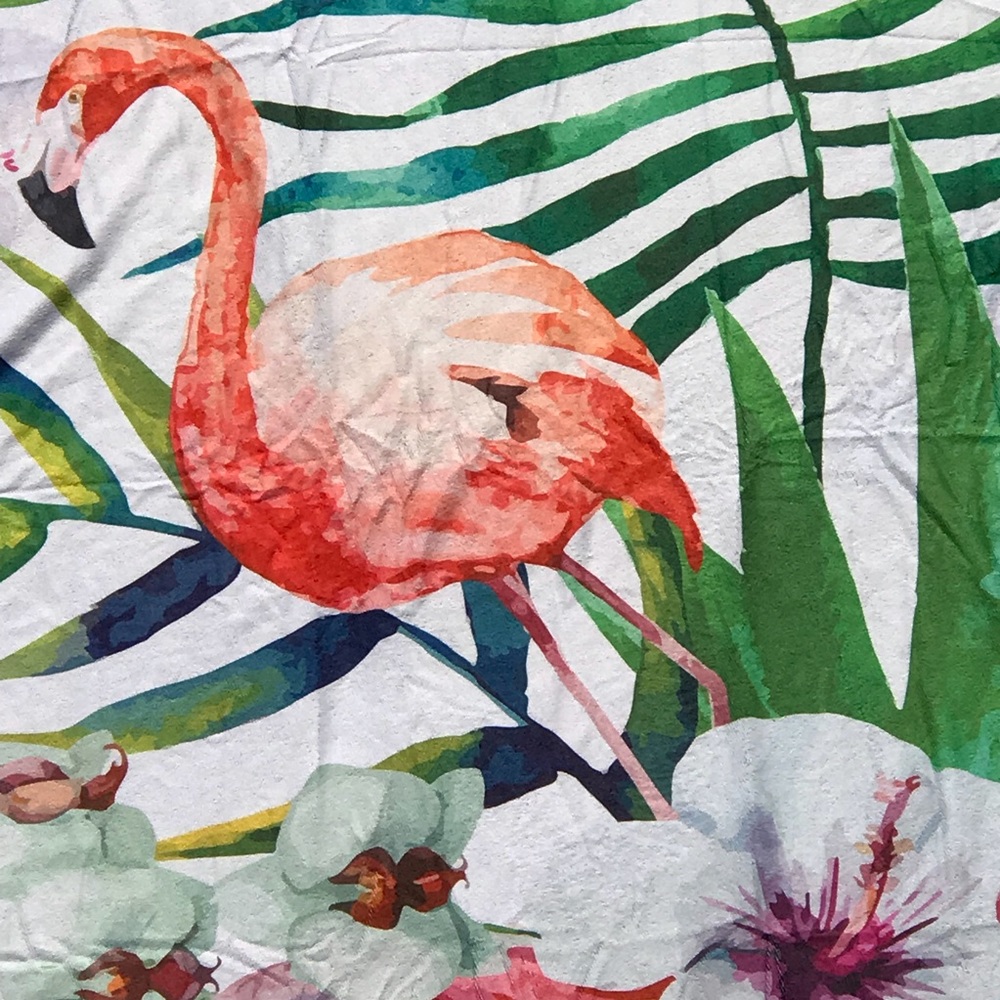 1 LEFT! Tropical Flamingo Terry Cloth Beach Towel - Picture 5 of 7